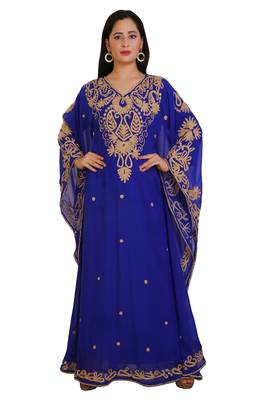 Royal Blue Georgette Embroidered Stone Work Islamic Kaftan 1