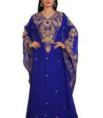 Royal Blue Georgette Embroidered Stone Work Islamic Kaftan