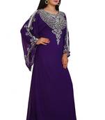 Purple Georgette Embroidered Stone Work Islamic Kaftan