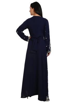 Navy Blue Georgette Embroidered Stone Work Islamic Kaftan 2