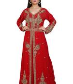 Maroon Georgette Embroidered Stone Work Islamic Kaftan