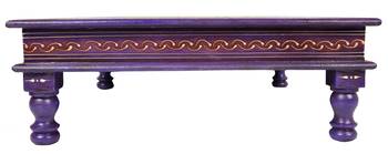 Lalhaveli Wood Hand Painted Puja Chowki (Purple ,18 X 18 X 6 Inches) 2