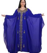 Royal Blue Georgette Embroidered Stone Work Islamic Kaftan