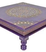 Lalhaveli Wood Hand Painted Puja Chowki (Purple ,18 X 18 X 6 Inches)