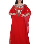 Red Georgette Embroidered Stone Work Islamic Kaftan