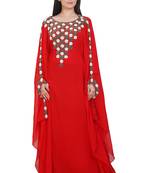 Red Georgette Embroidered Stone Work Islamic Kaftan