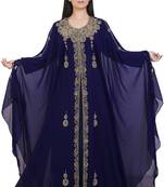 Navy Blue Georgette Embroidered Stone Work Islamic Kaftan