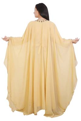 Beige Georgette Embroidered Stone Work Islamic Kaftan 2