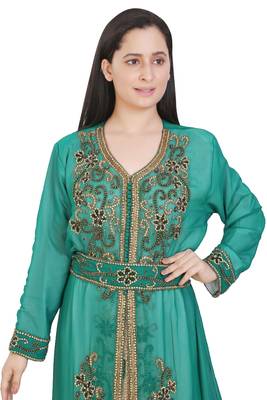 Multicolor Georgette Embroidered Stone Work Islamic Kaftan 2