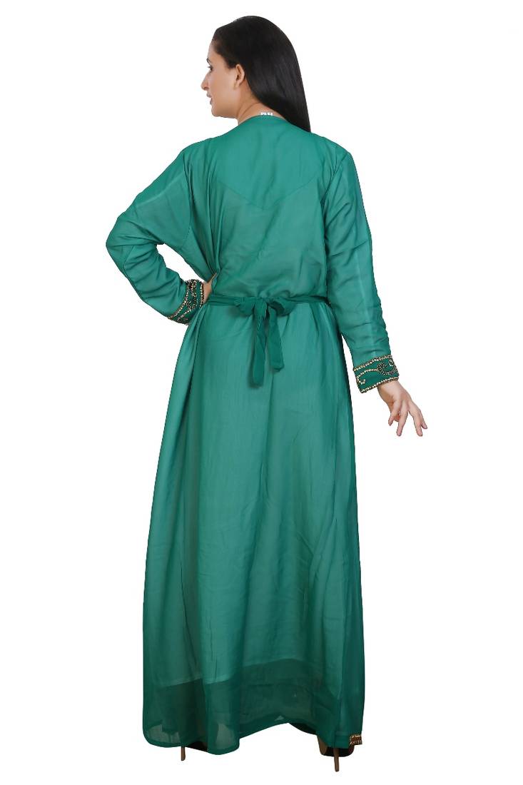 Multicolor Georgette Embroidered Stone Work Islamic Kaftan