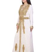 Cream Georgette Embroidered Stone Work Islamic Kaftan