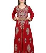 Red Georgette Embroidered Stone Work Islamic Kaftan