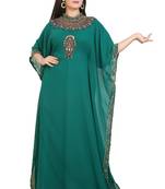 Green Georgette Embroidered Stone Work Islamic Kaftan