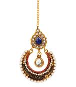 Blue cubic zirconia maang-tikka