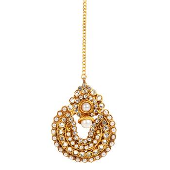 White cubic zirconia maang-tikka 1