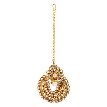 White cubic zirconia maang-tikka 3