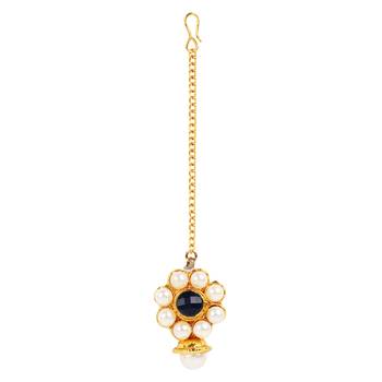 Blue cubic zirconia maang-tikka 1