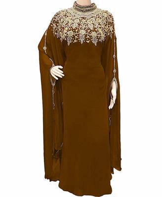 Lavender Georgette Embroidered Stone Work Islamic Kaftan 1