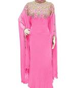 Pink Georgette Embroidered Stone Work Islamic Kaftan