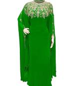 Green Georgette Embroidered Stone Work Islamic Kaftan