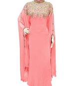Baby Pink Georgette Embroidered Stone Work Islamic Kaftan