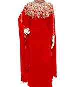 Red Georgette Embroidered Stone Work Islamic Kaftan