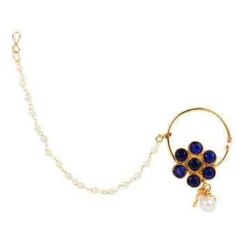 Blue cubic zirconia nose-ring 1
