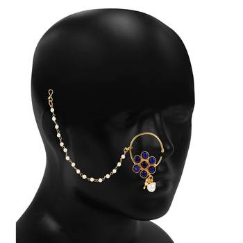 Blue cubic zirconia nose-ring 3