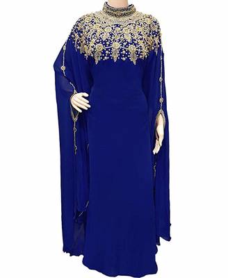 Royal Blue Georgette Embroidered Stone Work Islamic Kaftan 1