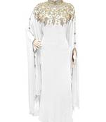 Cream Georgette Embroidered Stone Work Islamic Kaftan