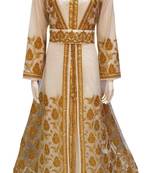 Cream Georgette Embroidered Stone Work Islamic Kaftan