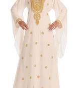 Cream Georgette Embroidered Stone Work Islamic Kaftan