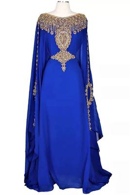 Royal Blue Georgette Embroidered Stone Work Islamic Kaftan 1
