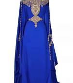 Royal Blue Georgette Embroidered Stone Work Islamic Kaftan