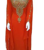 Orange Georgette Embroidered Stone Work Islamic Kaftan