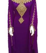Purple Georgette Embroidered Stone Work Islamic Kaftan