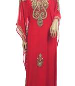 Red Georgette Embroidered Stone Work Islamic Kaftan