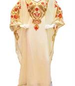 Cream Georgette Embroidered Stone Work Islamic Kaftan