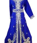Royal Blue Georgette Embroidered Stone Work Islamic Kaftan