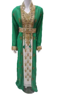 Multicolor Georgette Embroidered Stone Work Islamic Kaftan 1