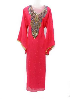 Pink Georgette Embroidered Stone Work Islamic Kaftan 1