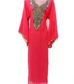 Pink Georgette Embroidered Stone Work Islamic Kaftan