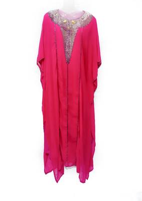 Pink Georgette Embroidered Stone Work Islamic Kaftan 1