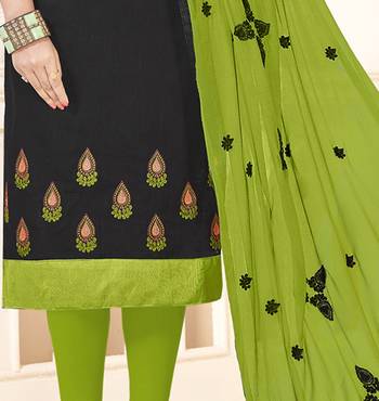 Black Embroidered Cotton Salwar Suit Material With Dupatta Unstitched 3