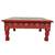 Lal Haveli Hand Painted Carved Work Wooden Puja Chowki Table Red Color 13 X 13 X 5.5 inches