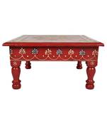 Lal Haveli Wooden Puja Chowki Small Table 11 X 11 X 5.5 Inches