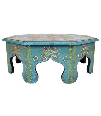 Lal Haveli Ethnic Hand Painted Wooden Patla for Puja 16 X16 X 6 Inches 1