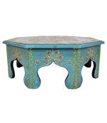 Lal Haveli Ethnic Hand Painted Wooden Patla for Puja 16 X16 X 6 Inches