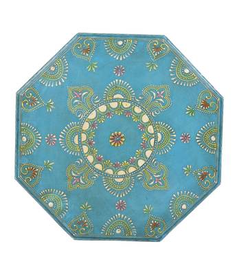 Lal Haveli Ethnic Hand Painted Wooden Patla for Puja 16 X16 X 6 Inches 3