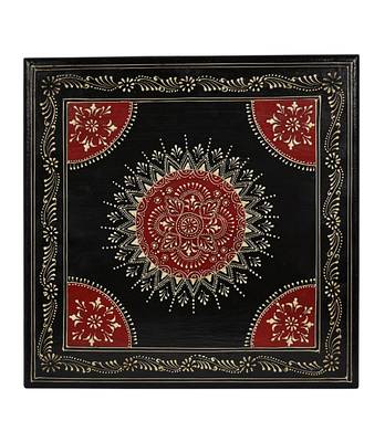 Lal Haveli Jaipuri Hand Painted Work Design Wooden Table 13 X 13 X 5.5 inches 3